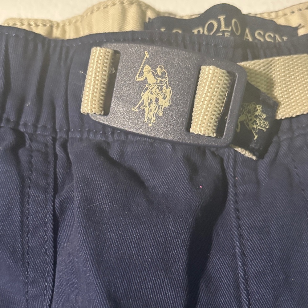 NWT U.S. Polo Assn. Navy Blue Boys' Hybrid Shorts with Contrast Webbing Belt - Picture 3 of 5